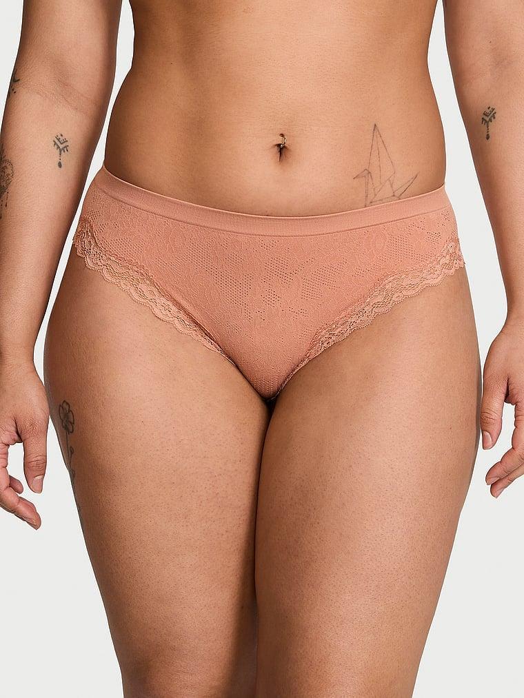 Трусики женские Victoria's Secret Seamless Lace-Trim Bikini M Коричневый (2288465832)