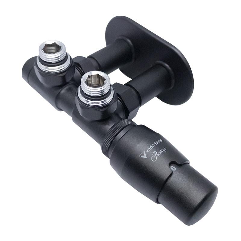 Комплект дизайн кранів Vario Term Twins з термоголовкою 1/2” x 1/2” Чорний