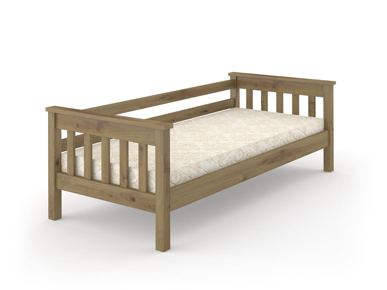 Кровать односпальная MebiGrand Скандинавия Литл 2 натуральное дерево с ламелями/без матраса 80х200 см Орех лесной (52096)