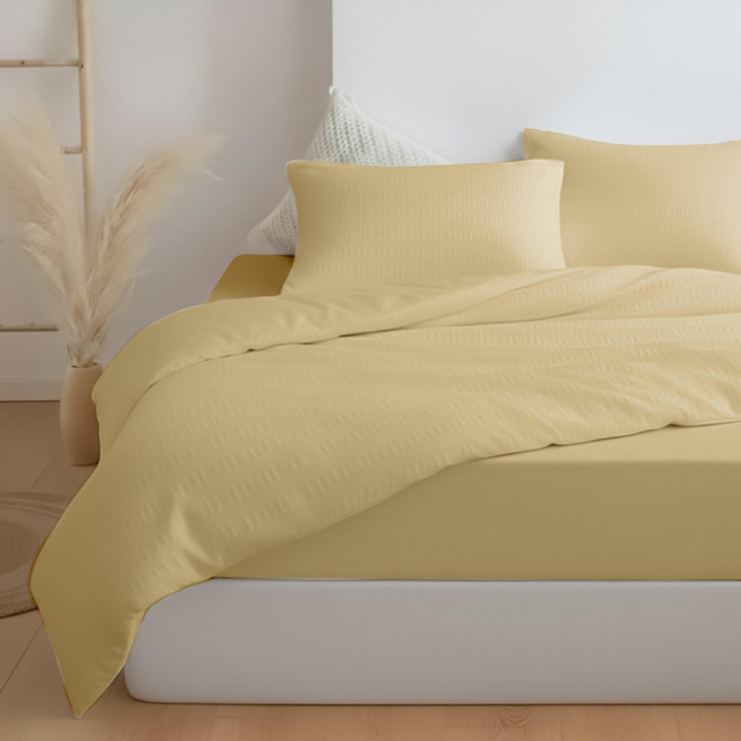 Комплект постельного белья Zastelli 12-0712 Vanilla/Vanilla жатка хлопковая евро 200х220 см Ванильный