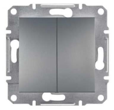 Выключатель кнопочный Schneider Electric Asfora двухклавишный самозажимной ABS Стальной (EPH1100162) Выключатель кнопочный Schneider Electric Asfora двухклавишный самозажимной ABS Стальной (EPH1100162)