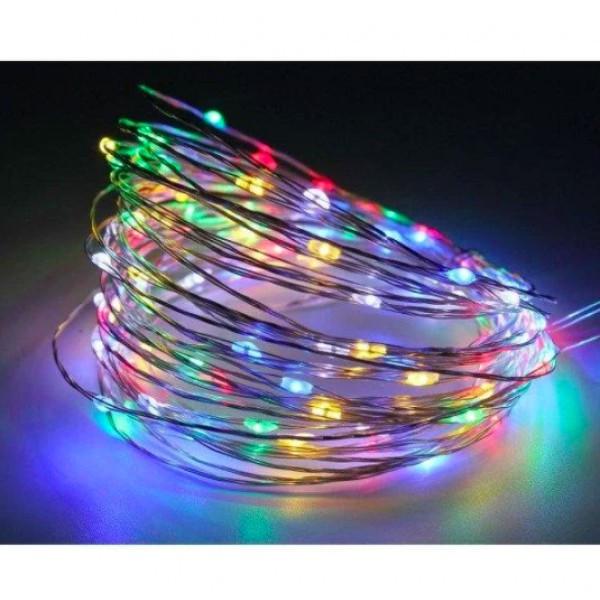 Гирлянда проволочная декоративная на батарейках 50 Led 5 м Мультиколор (KG-6187) Гирлянда проволочная декоративная на батарейках 50 Led 5 м Мультиколор (KG-6187)