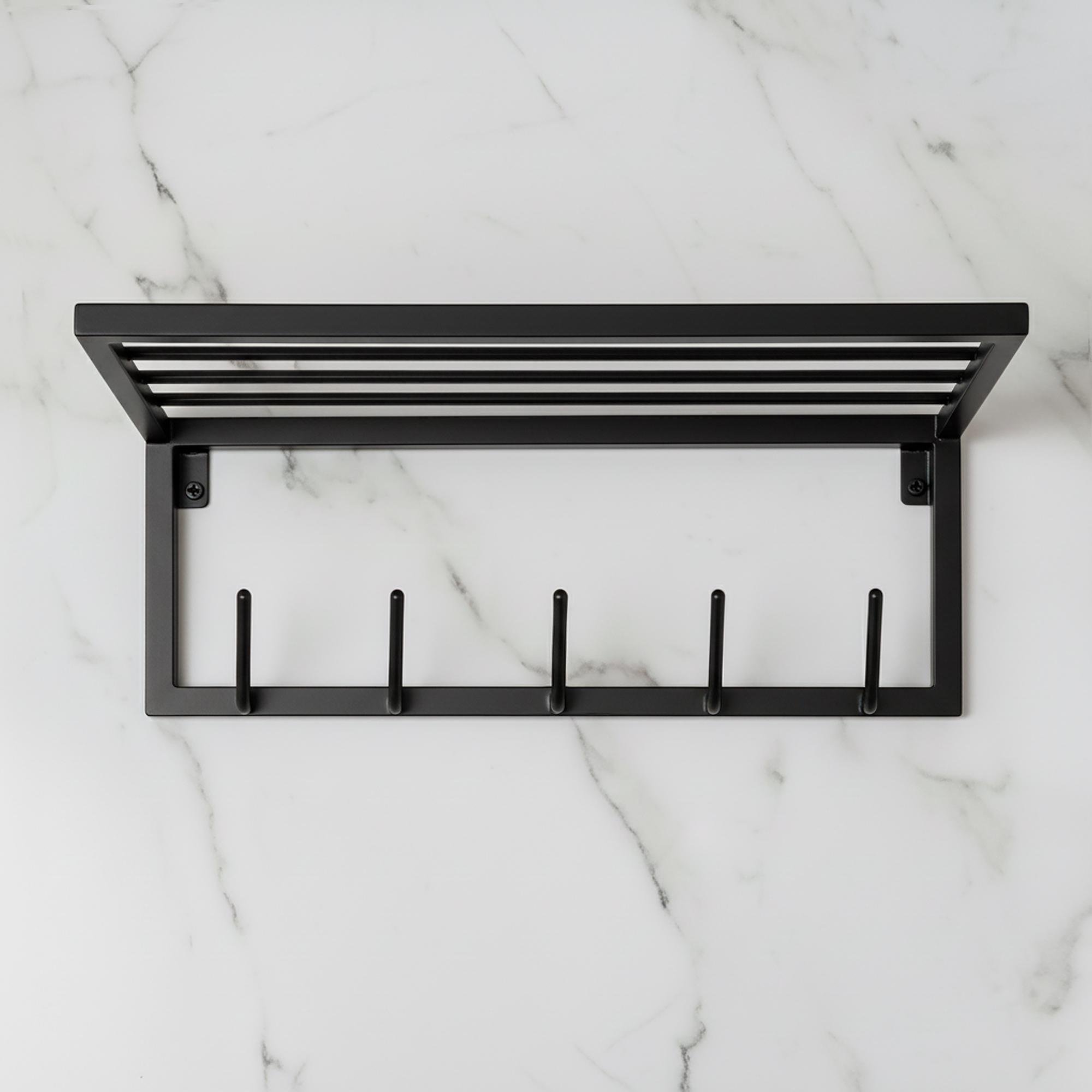 Вешалка для одежды настенная из металла 600x200 мм H 200 мм Черный (1557)