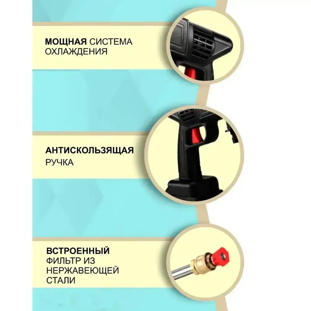 Автомойка-пистолет высокого давления Cleaning Gun 48V с 2 аккумуляторами - фото 5