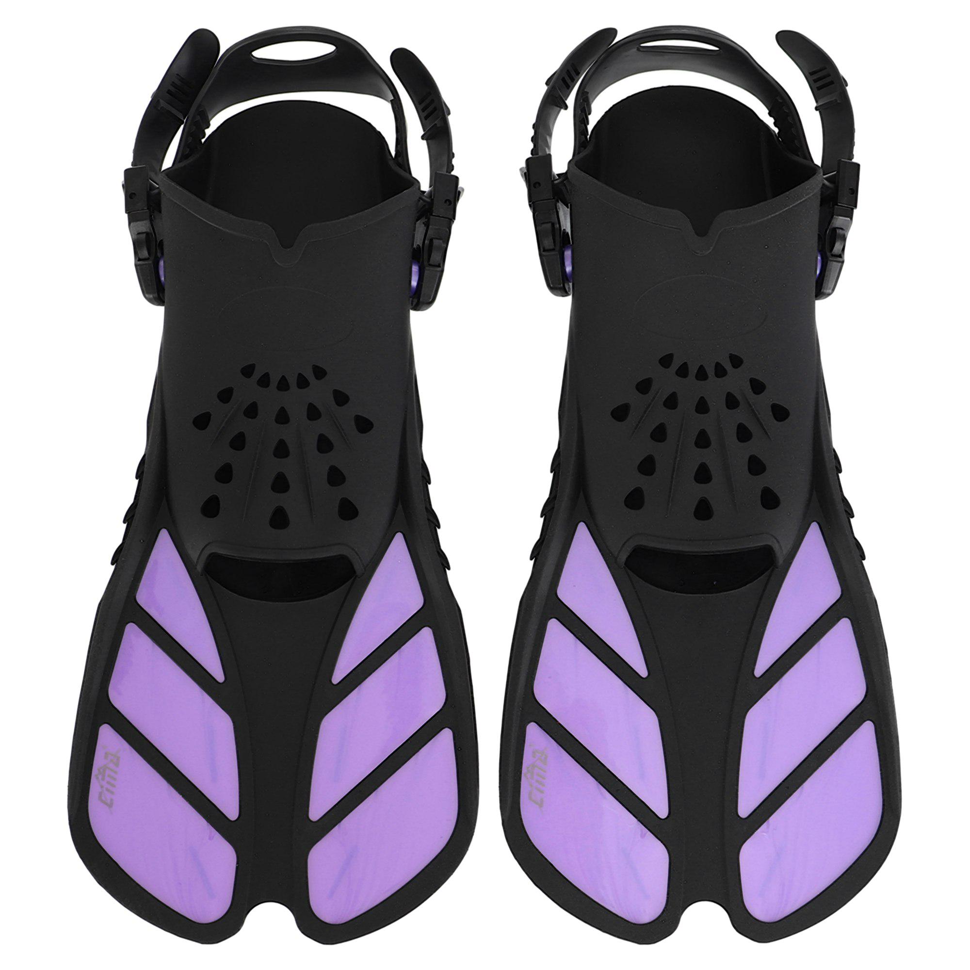 Ласты CIMA PL-8968 для тренировок в бассейне короткие с открытой пяткой S Черный/Фолетовый