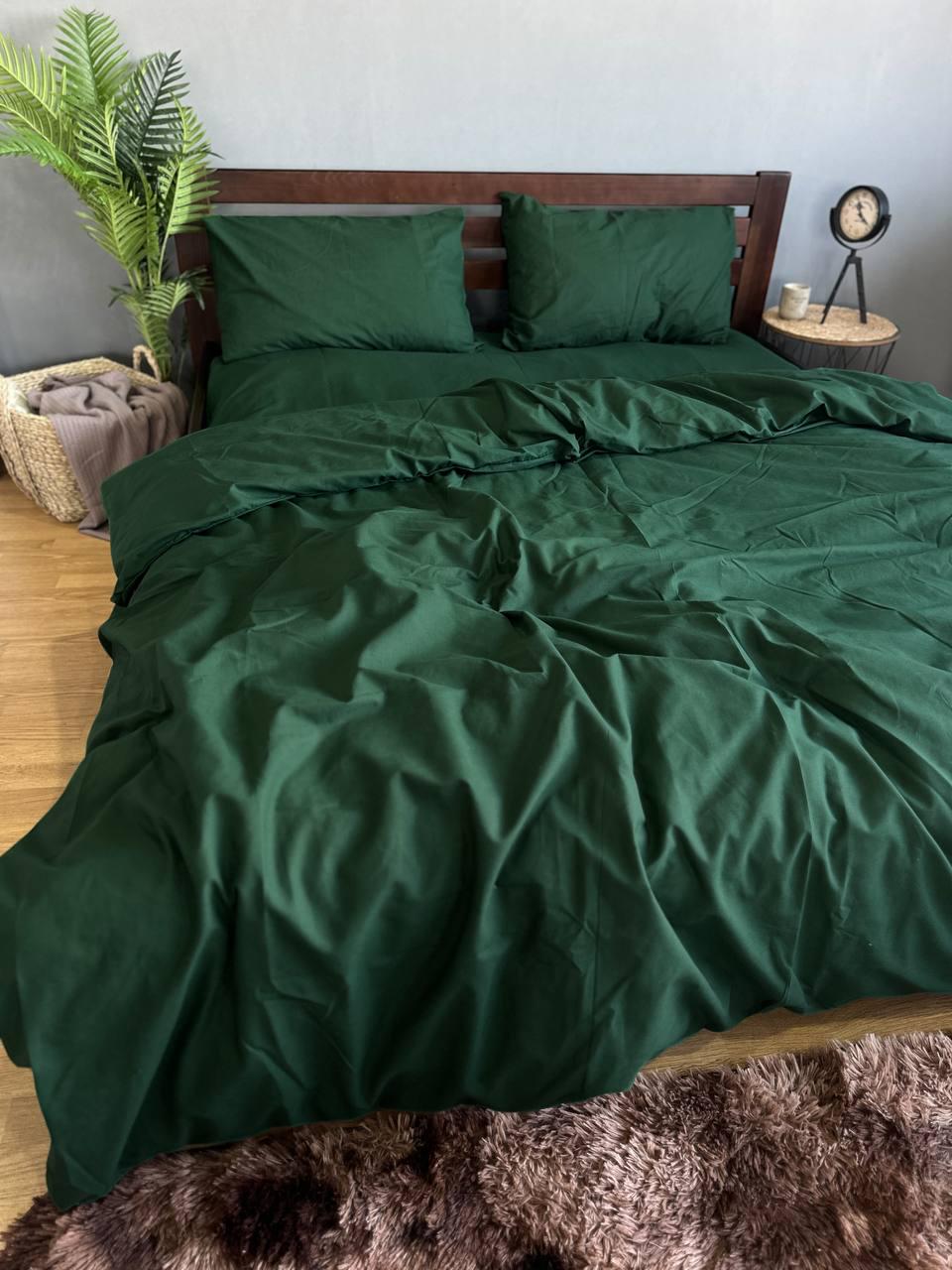 Комплект постільної білизни Однотонна простирадло на резинці євро 180x200х20/70х70 см Смарагдовий (26570758) - фото 2 Комплект постільної білизни Однотонна простирадло на резинці євро 180x200х20/70х70 см Смарагдовий (26570758) - фото 2