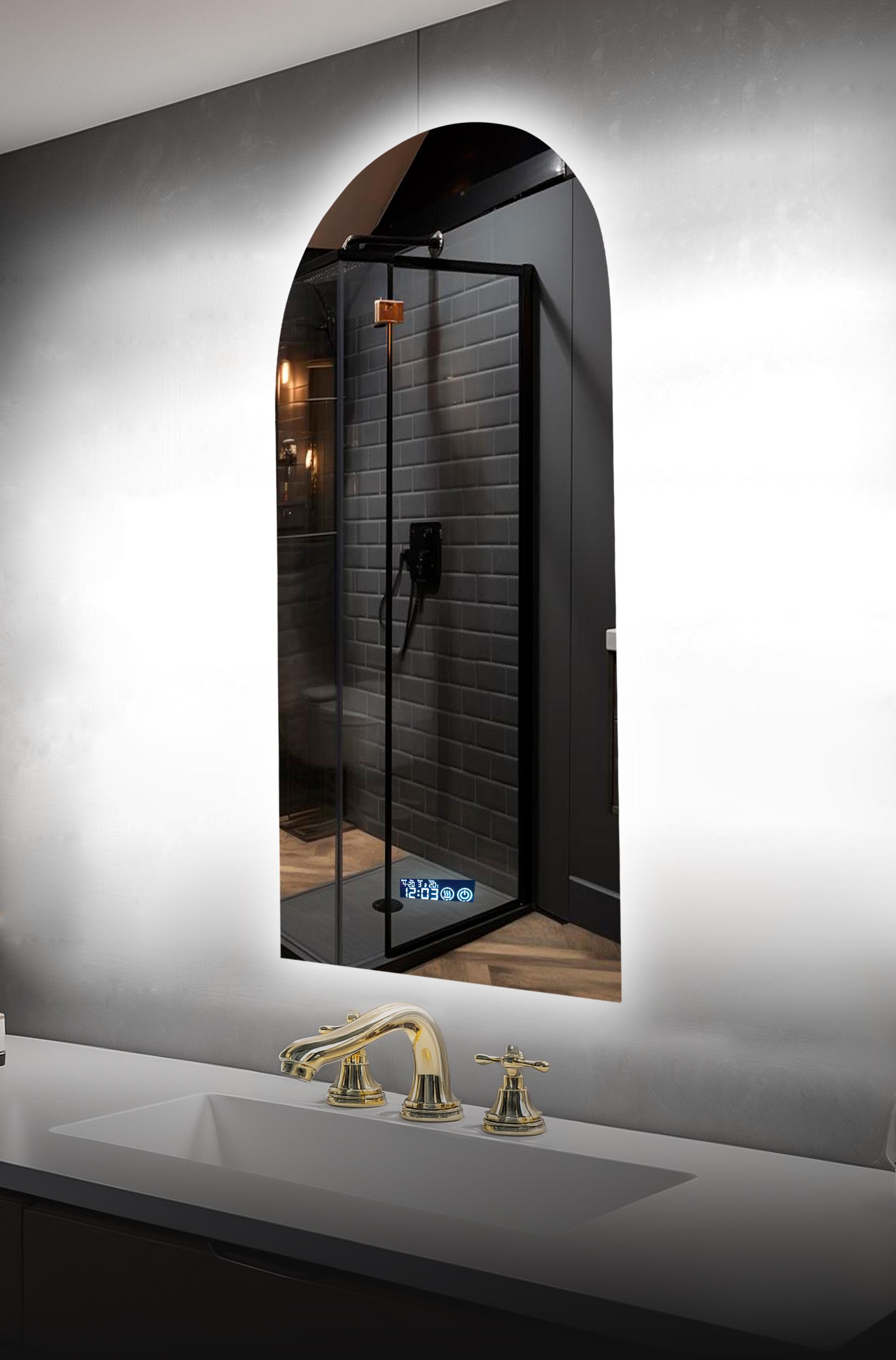 Зеркало для ванной комнаты настенное KAYFOVO с LED подсветкой/сенсорной смарт панелью/подогревом/информационным дисплеем 100х50 см (334172)