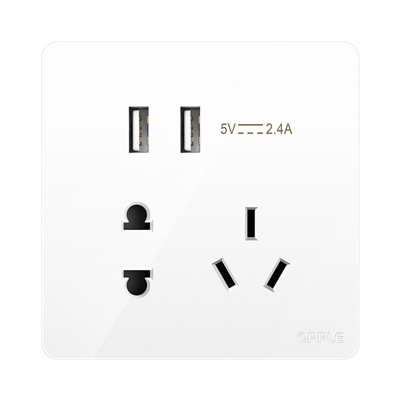 Розетка универсальная двойная с USB OPPLE K12 White (K128502)