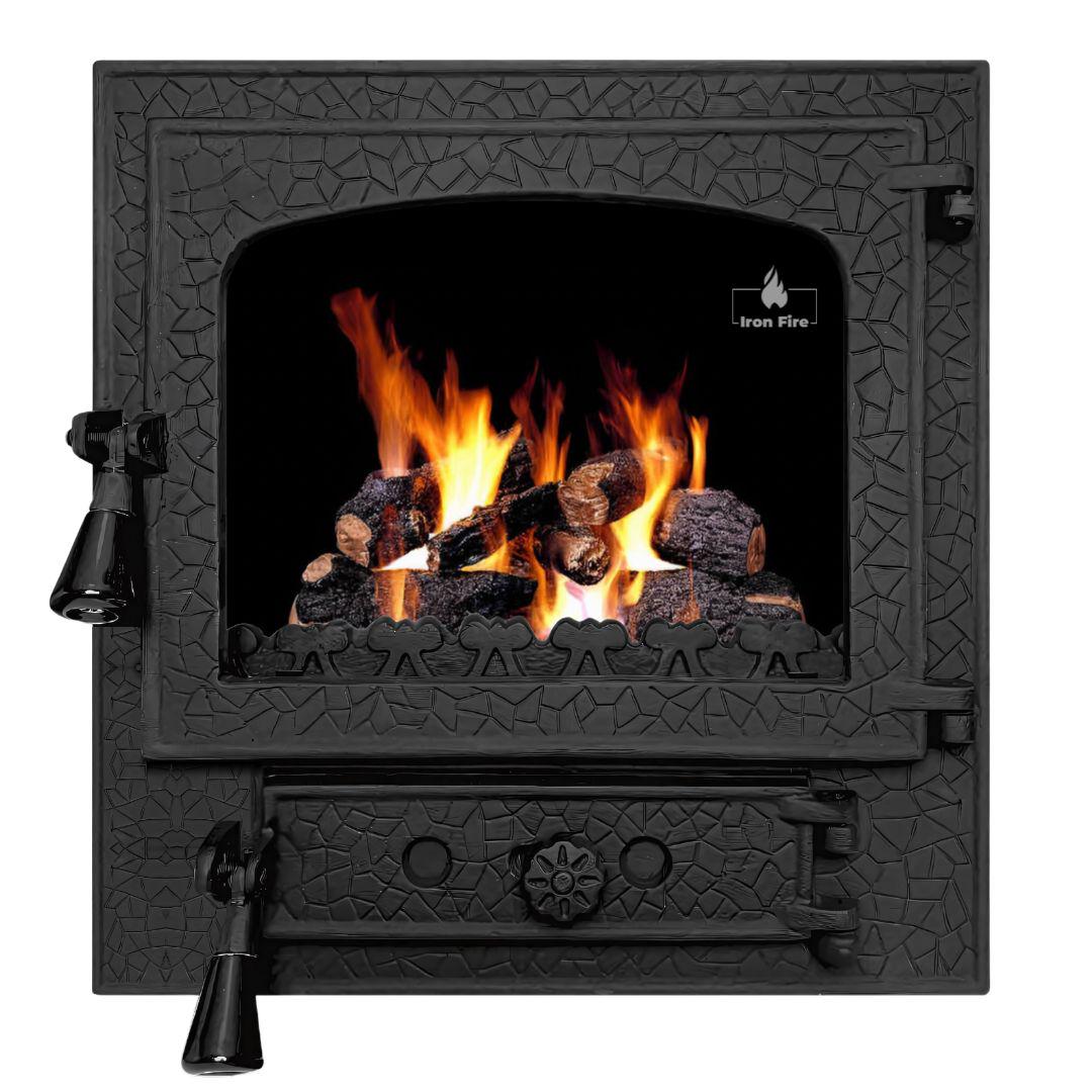 Дверца чугунная для печи/барбекю Iron Fire Amber Lux с огнеупорным стеклом Robax 465x485 мм (1142)