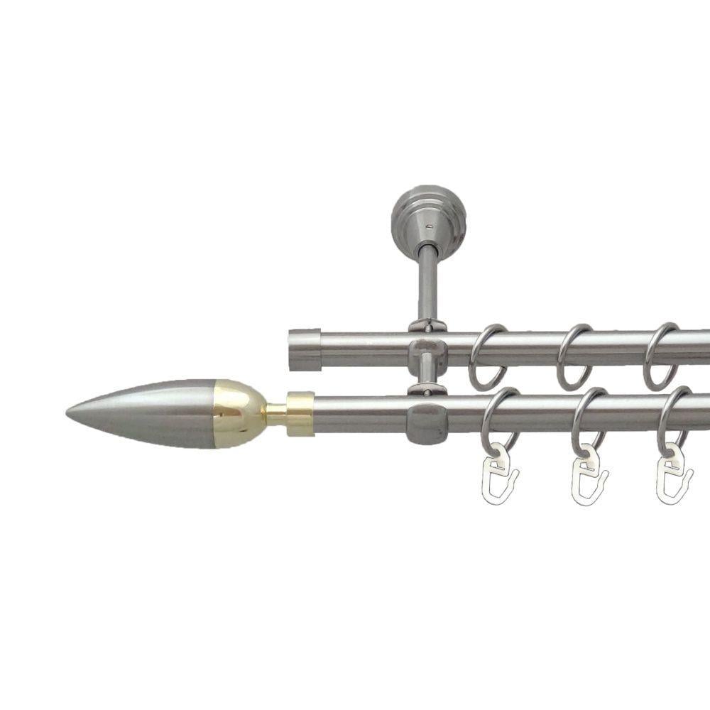 Карниз для штор Orvit Линнея двухрядный гладкий 160 см Нержавеющая сталь (00-00016246)