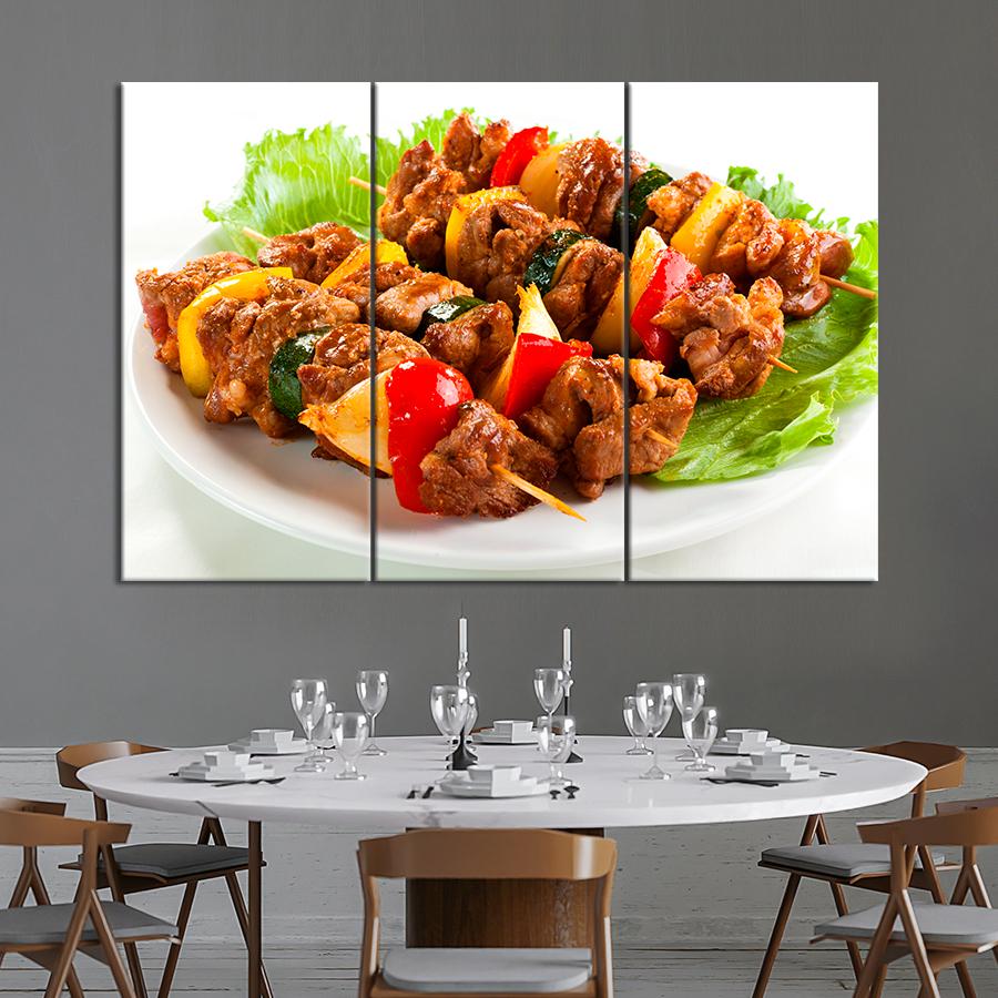 Настенний декор Сочный свиной шашлык с овощами 128x81 см (A261-3)