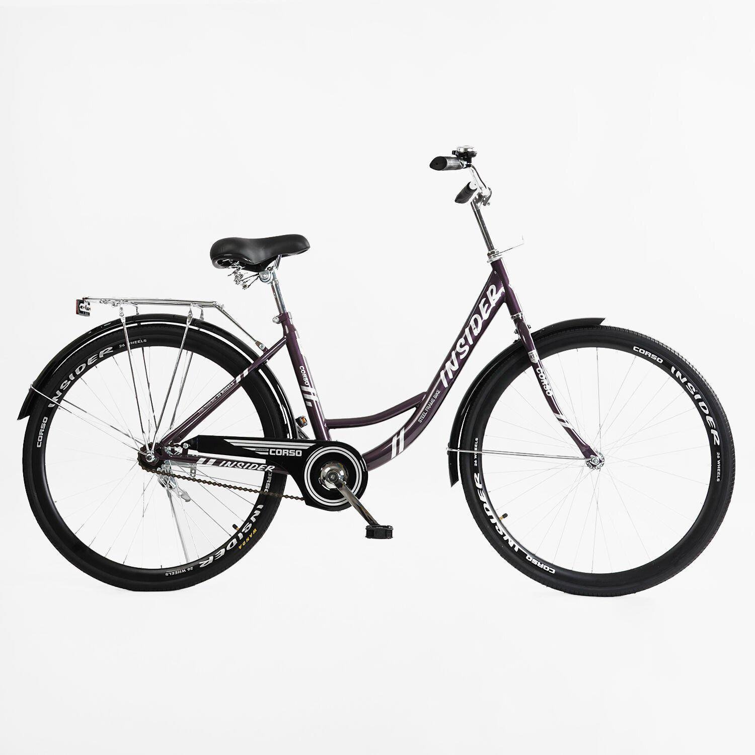 Велосипед міський Corso Insider з багажником рама 16,5"/26 " Чорний - фото 1 Велосипед міський Corso Insider з багажником рама 16,5"/26 " Чорний - фото 1