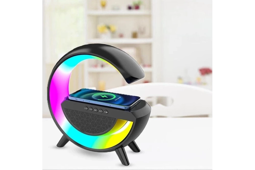 Лампа-нічник смарт настільна BT-2301 RGB Rainbow Light-Wireless з Bluetooth колонкою бездротова зарядка Black (374373) - фото 3