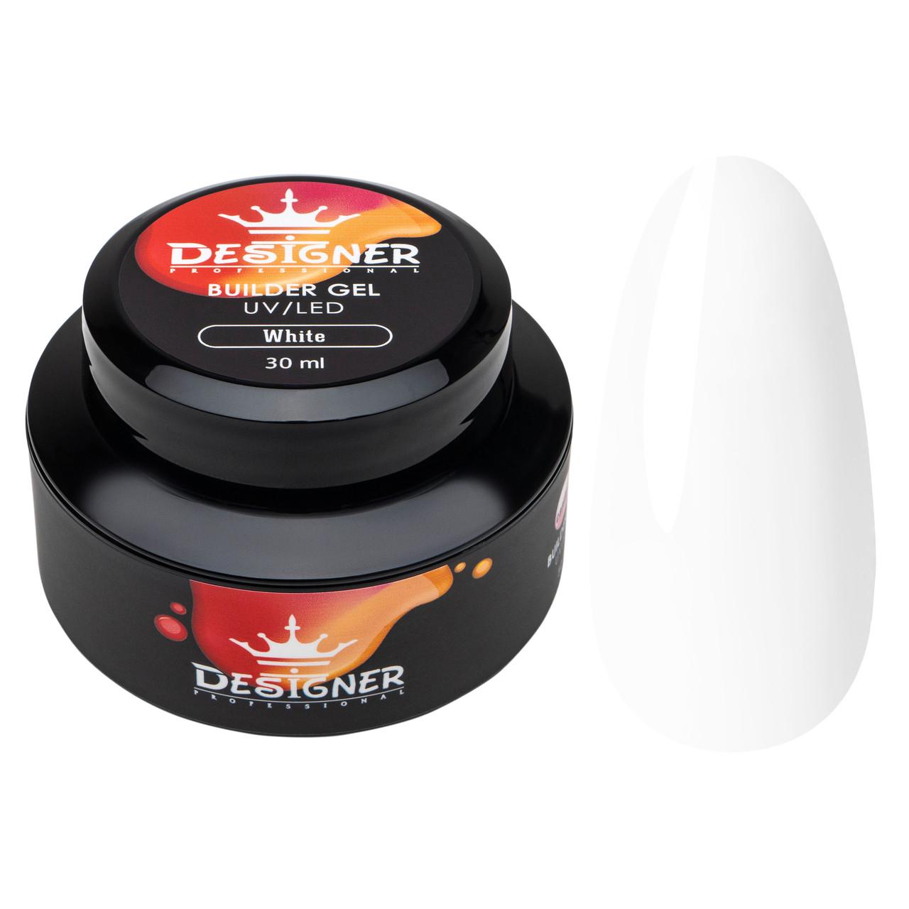 Моделюючий гель Strong Builder gel Дизайнер для нарощування та зміцнення нігтів 30 мл White B01