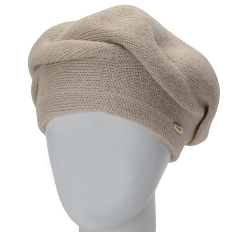 Берет жіночий подвійний Lirus МЛАДА з люрексовою ниткою універсальний Льон (286846)