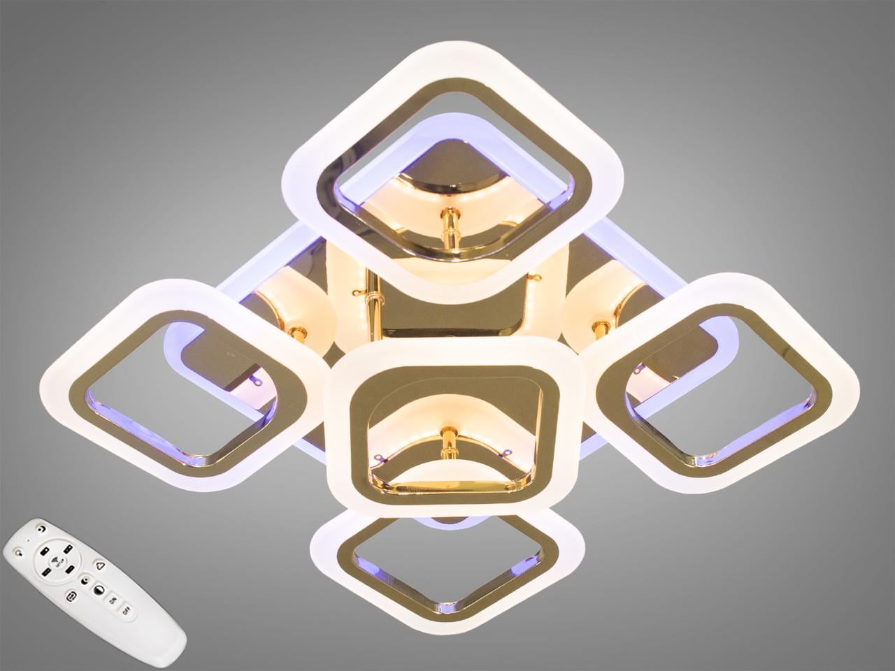 Люстра стельова з димером та LED підсвічуванням 80W AS8060/4/1G 3col dim EcoLed