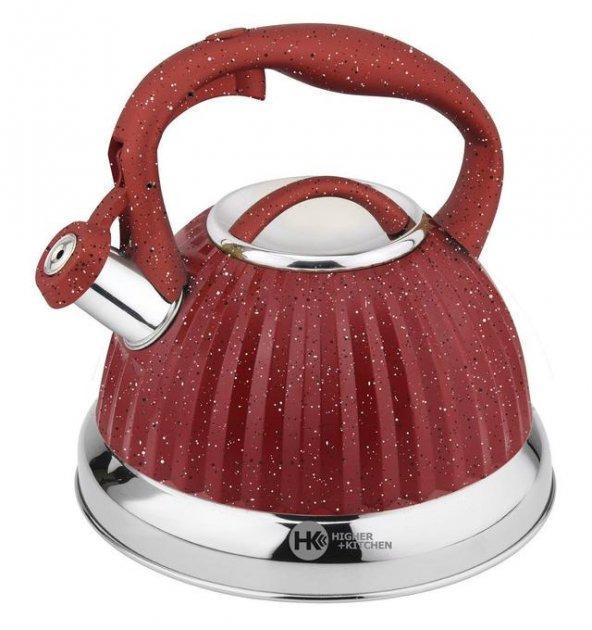 Чайник с гранитным покрытием Higher Kitchen ZP-039 со свистком для кухни 3,5л Красный (ZP-03901I)