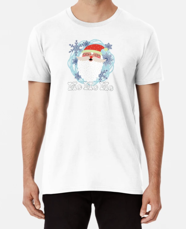 Футболка чоловіча новорічна Stedman з принтом Ho Ho Ho Cанта Клаус L Білий (НГ37-9)