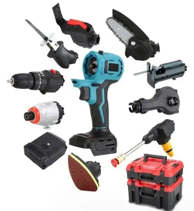 Набор электроинструментов 9в1 в чемодане 48V гайковерт/шлифовальная машина/лобзик/дрель и пила (opt-16761)