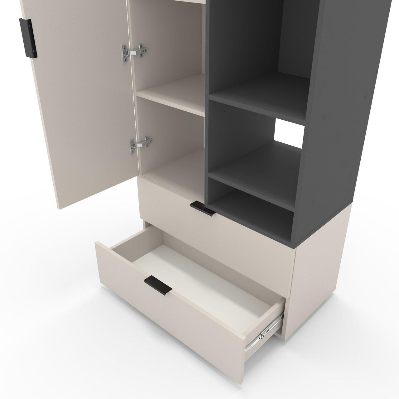 Шкаф Metkas Home A001R ЛДСП 800x420x2300 мм Кашемир/Антрацитовый - фото 3 Шкаф Metkas Home A001R ЛДСП 800x420x2300 мм Кашемир/Антрацитовый - фото 3