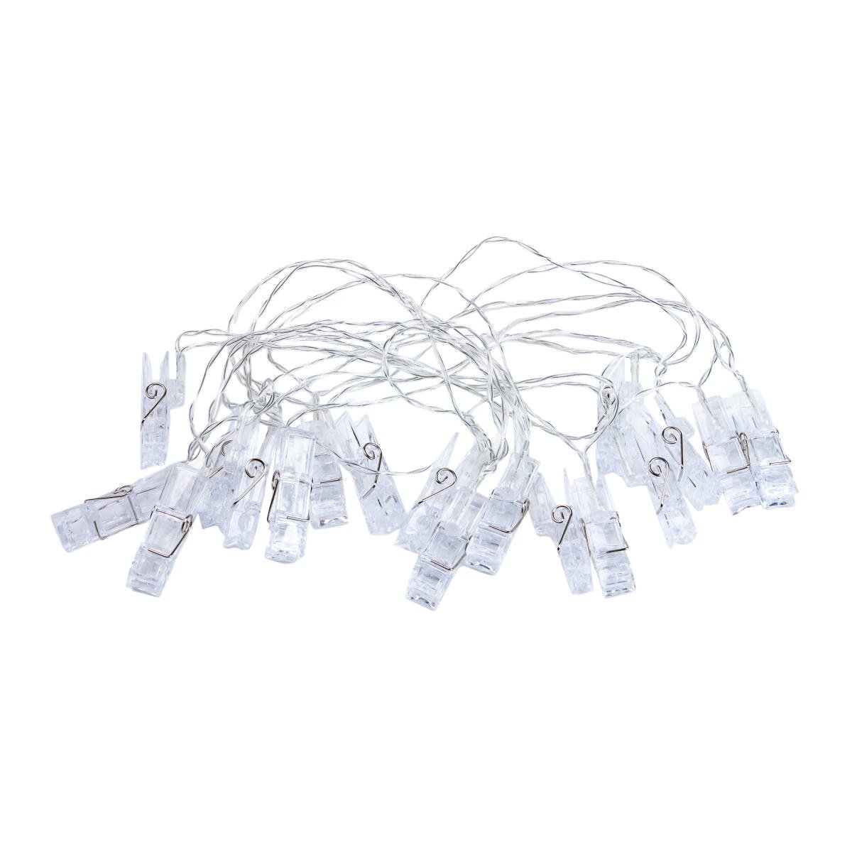 Гірлянда-нитка прищіпки GarlandoPro A65 прозора 20 LED на 5 м Теплий білий (100-107-A65) - фото 2