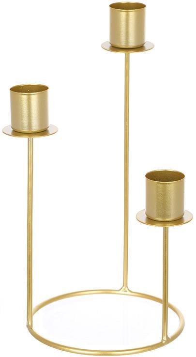 Подсвечник металлический Nottingham на 3 свечи 12х12х23 см Золотой