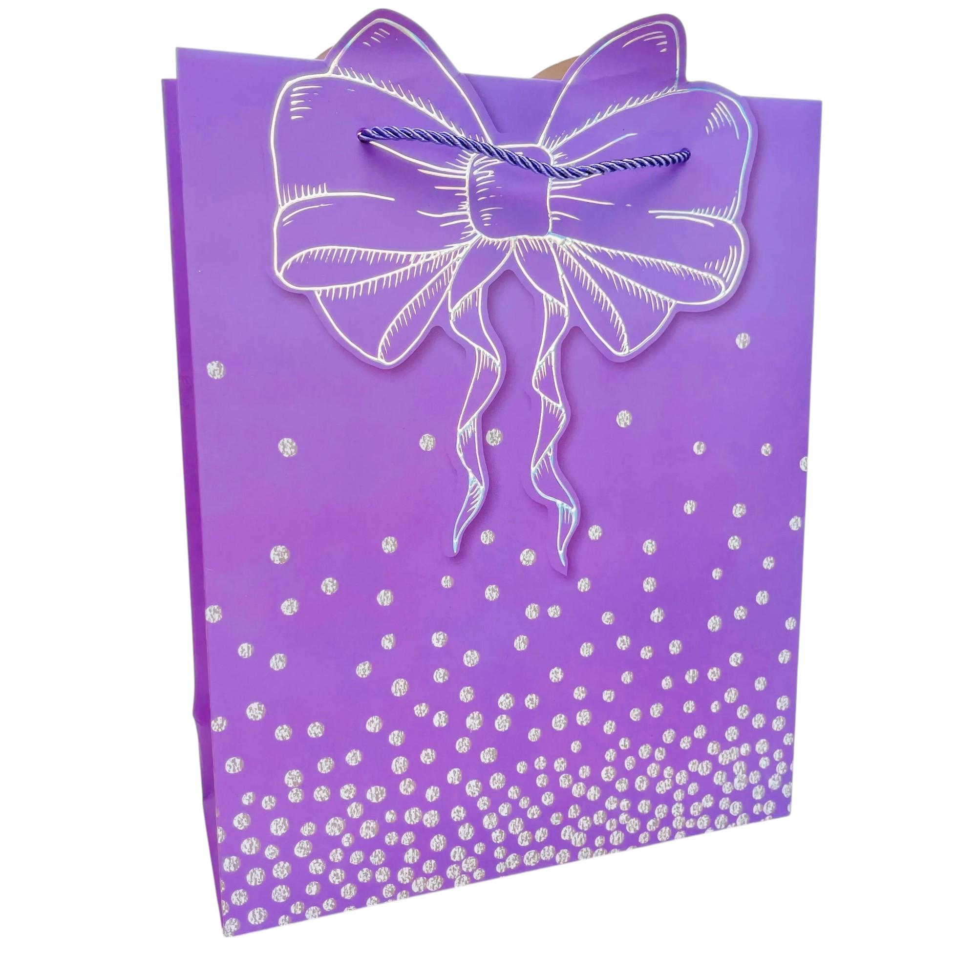 Подарунковий пакет Stenson Bow 3D 18x23x10 см Фіолетовий (R94891-S)
