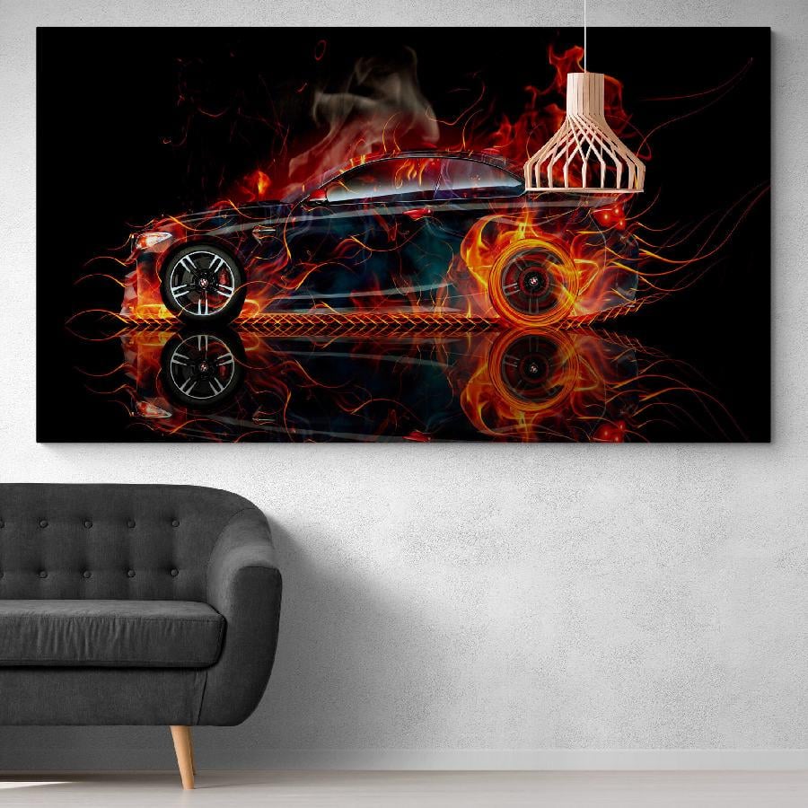 Картина на холсте HolstPrint Огненный спорткар 50х100 см