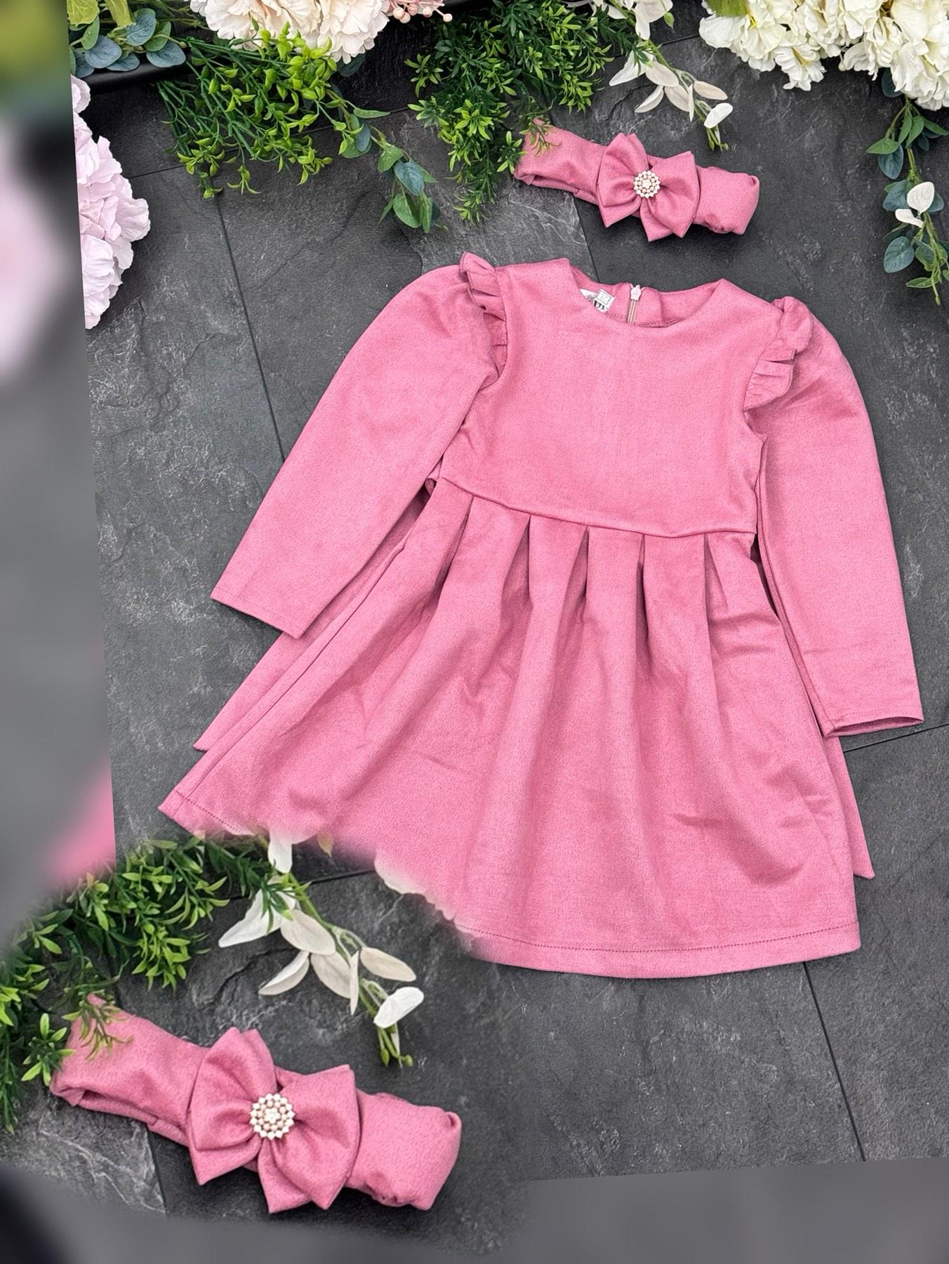 Платье детское из мягкого замшевого материала 92 см Розовый (24086634) - фото 2 Платье детское из мягкого замшевого материала 92 см Розовый (24086634) - фото 2