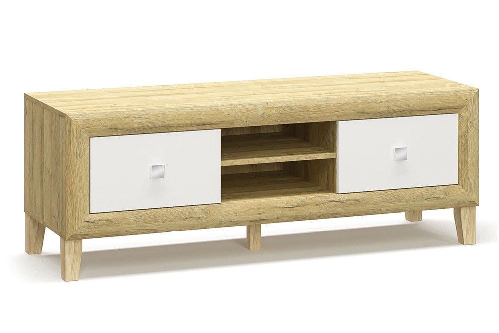 Тумба под телевизор Мебель Сервис Далия из ДСП Дуб глянец Золотой/Белый Тумба под телевизор Мебель Сервис Далия из ДСП Дуб глянец Золотой/Белый