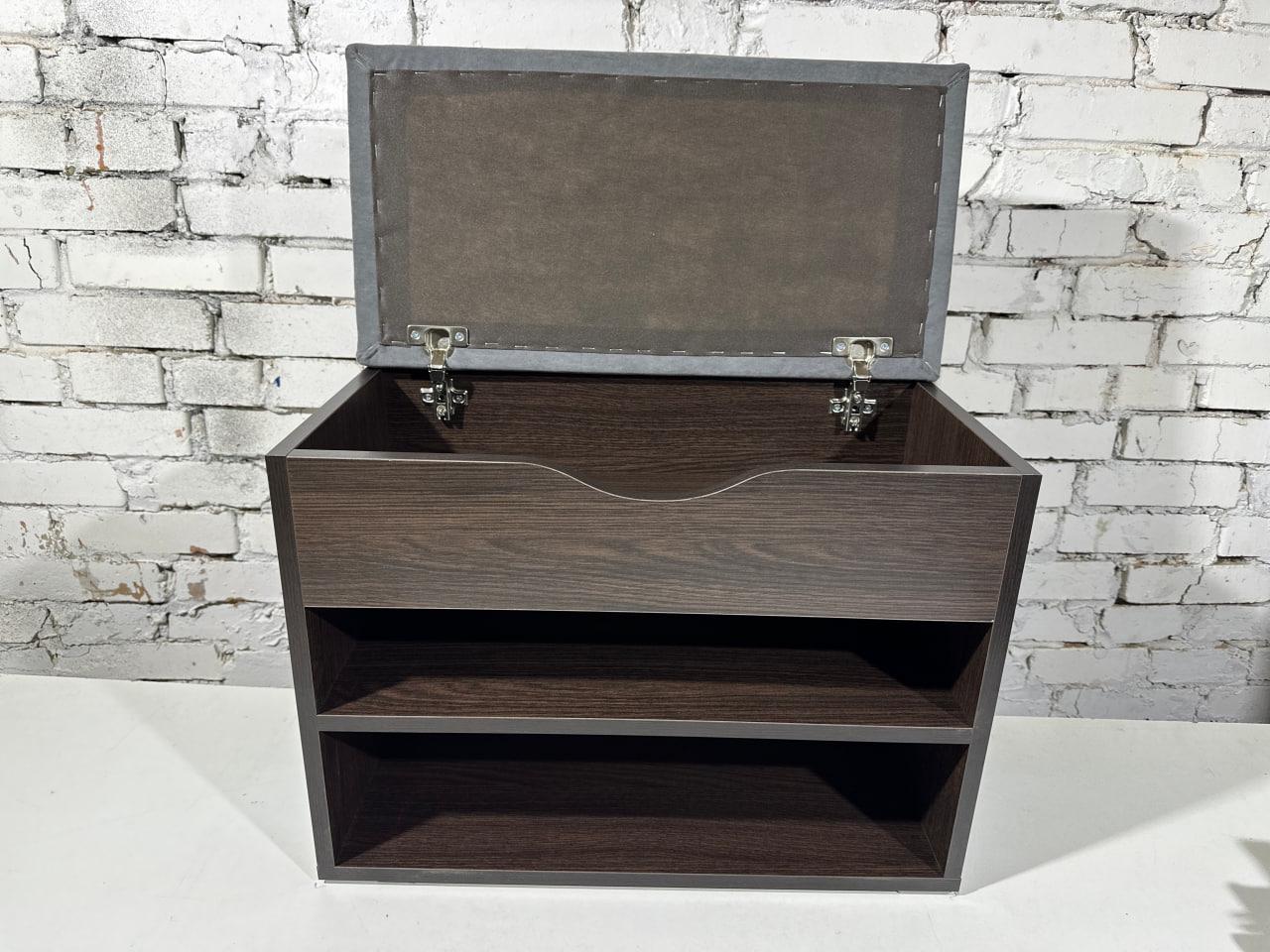 Тумба для обуви ДСП/ткань 30х80х45 см Венге темный/серый - фото 3 Тумба для обуви ДСП/ткань 30х80х45 см Венге темный/серый - фото 3