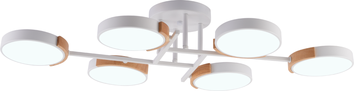 Люстра потолочная светодиодная Led Lighthouse SRS-19475/6 WT+WOOD Белый