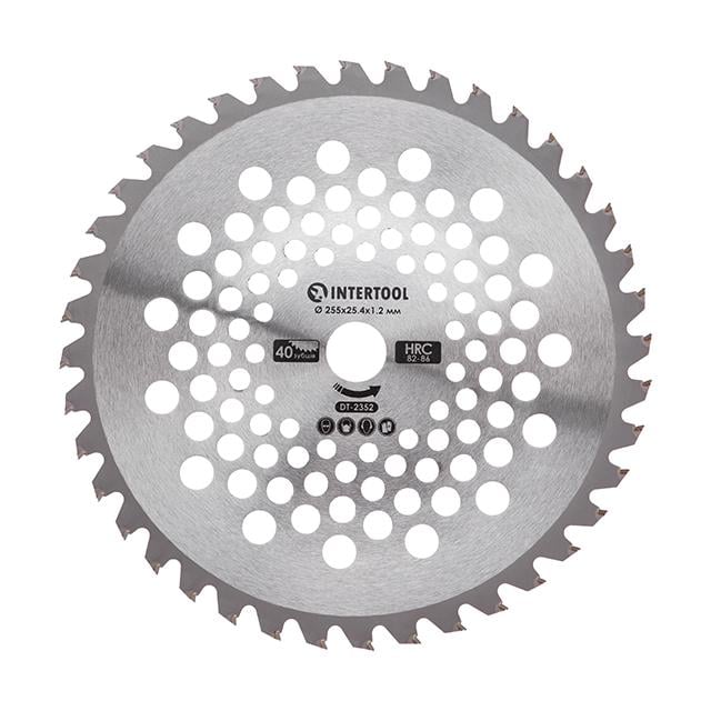 Ніж для мотокоси/тримера з твердосплавними напайками 255x25,4x1,2 мм 40T (HRC 82-86)