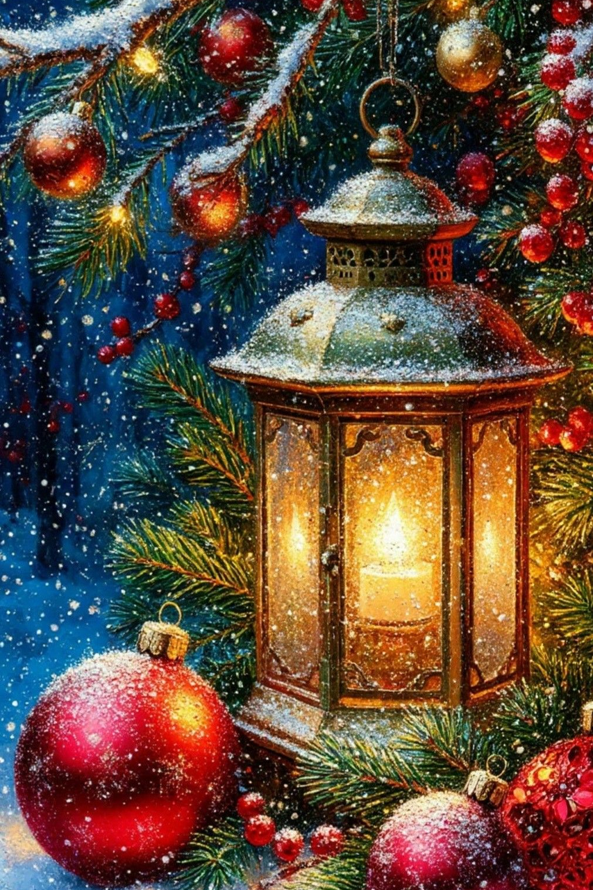 Алмазная мозаика Тепло зимнего вечера квадратные камни/без подрамника 40х60 см (32927385)