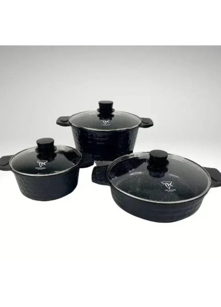 Набір каструль Good Idea TK00033 з антипригарним покриттям 6 пр. Чорний (TK000337) - фото 2 Набір каструль Good Idea TK00033 з антипригарним покриттям 6 пр. Чорний (TK000337) - фото 2