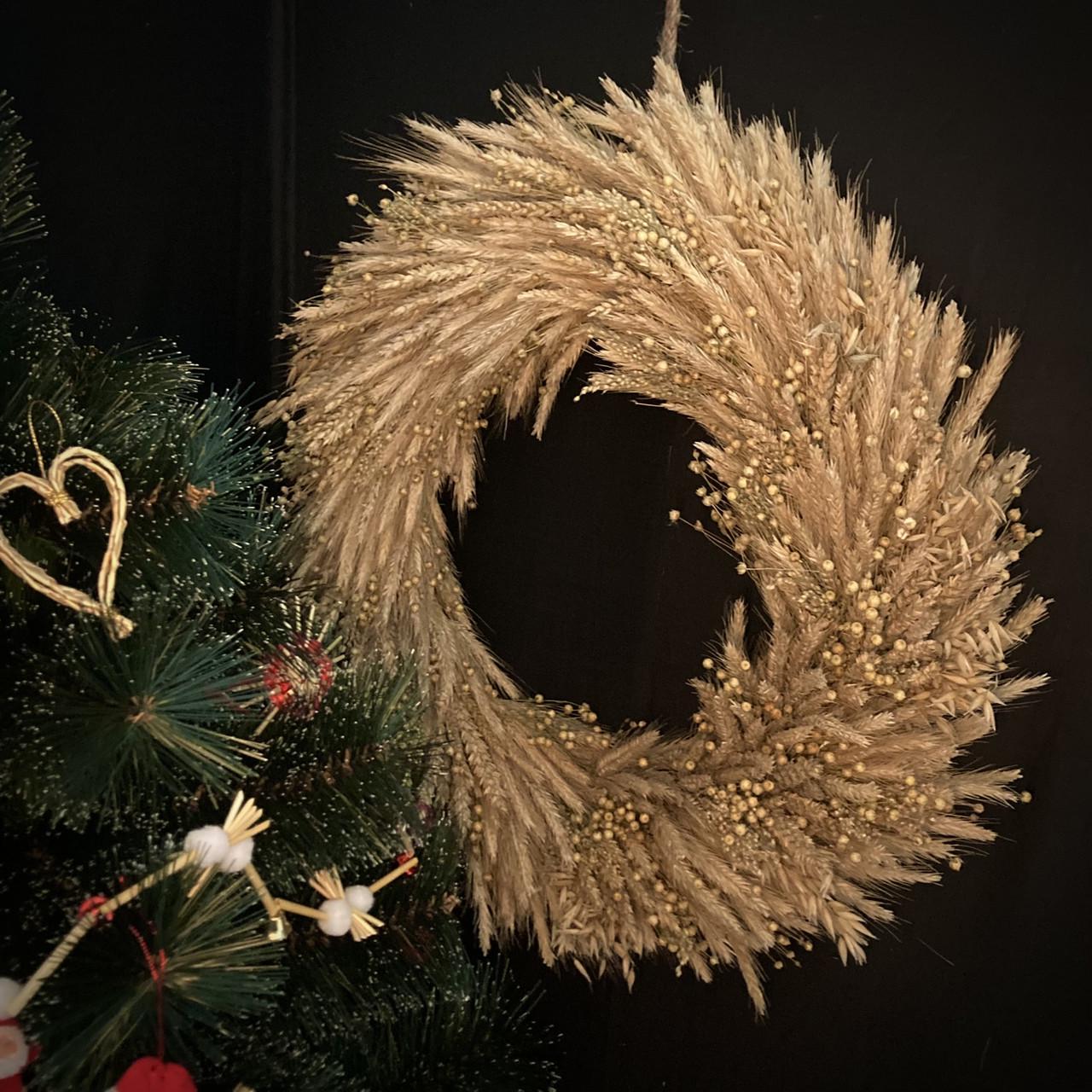 Интерьерный веночек из колосков на рождество 50 см (1859344160) - фото 3 Интерьерный веночек из колосков на рождество 50 см (1859344160) - фото 3