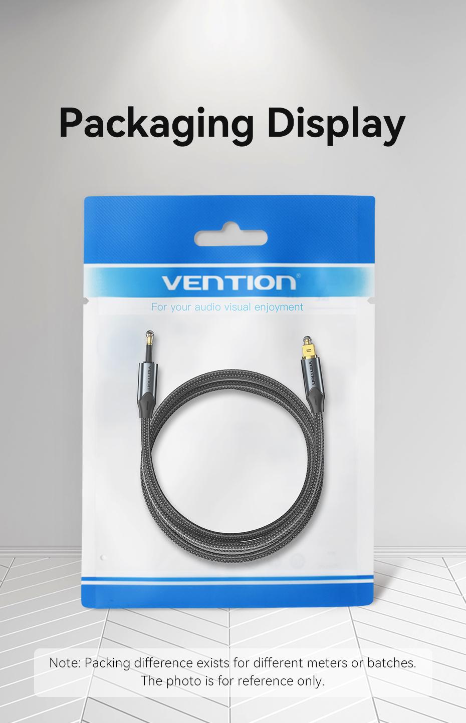 АудіоКабель Vention оптичний Toslink на Mini Toslink позолочені роз'єми Dolby DTS 0,5 м Чорний (BKCBD) - фото 13 АудіоКабель Vention оптичний Toslink на Mini Toslink позолочені роз'єми Dolby DTS 0,5 м Чорний (BKCBD) - фото 13