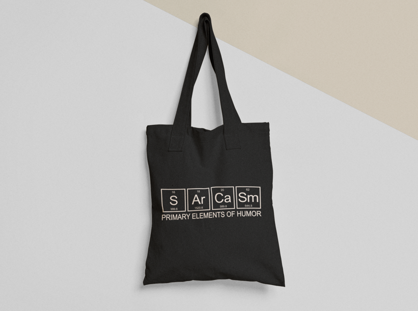 Эко-сумка шоппер с принтом "Sarcasm" таблица Менделеева 38х40 см Черный (ПН15-Т1) Эко-сумка шоппер с принтом "Sarcasm" таблица Менделеева 38х40 см Черный (ПН15-Т1)