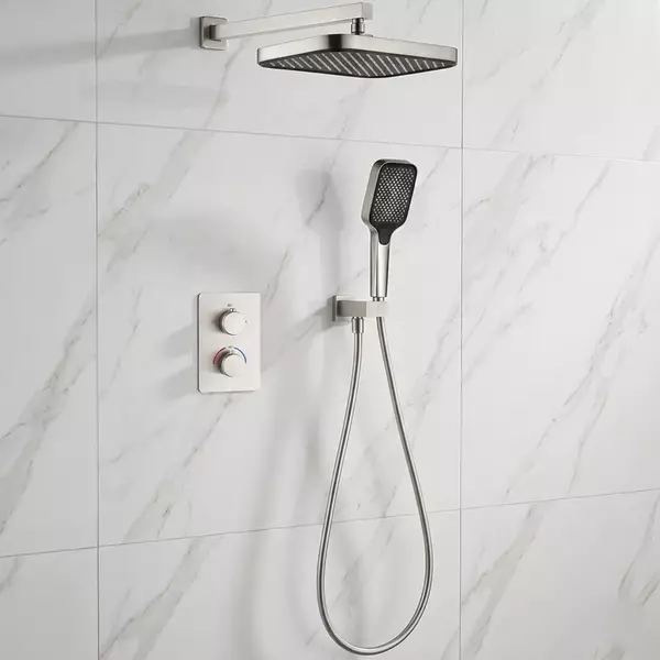 Душевая система скрытого монтажа Devit Flow D117125011221BN с термостатом Brushed Nickel (35623924)