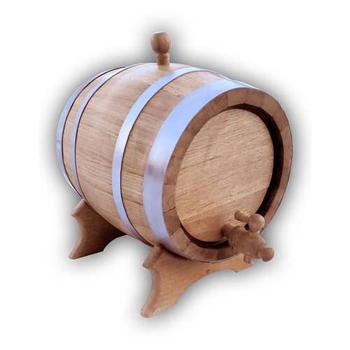 Бочка дубовая для коньяка 5 л обручи из нержавеющей стали (DR012299)