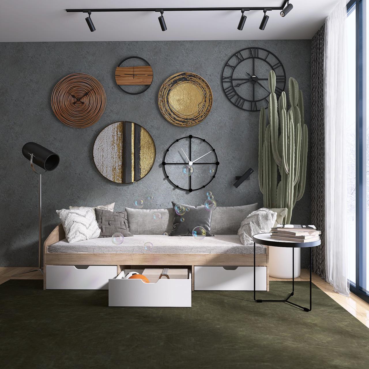 Кровать детская с ящиками Эверест Комфорт-3 сплошной щит Дуб сонома/Белый