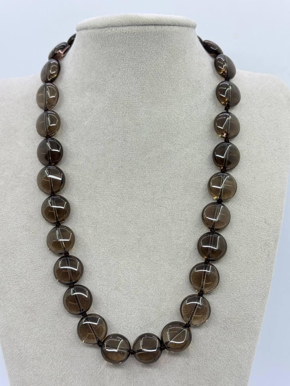 Бусы из раухтопаза 15x7 мм 42 см Серый (12897)