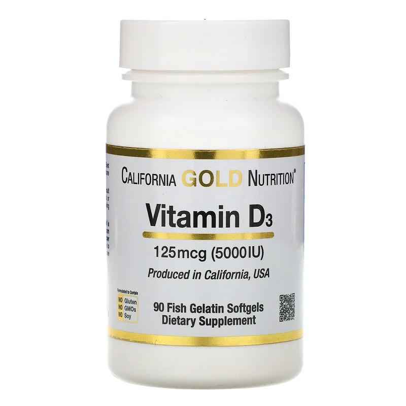 Витамины California Gold Nutrition Vitamin D3 125 mcg 5000 IU 90 капсул