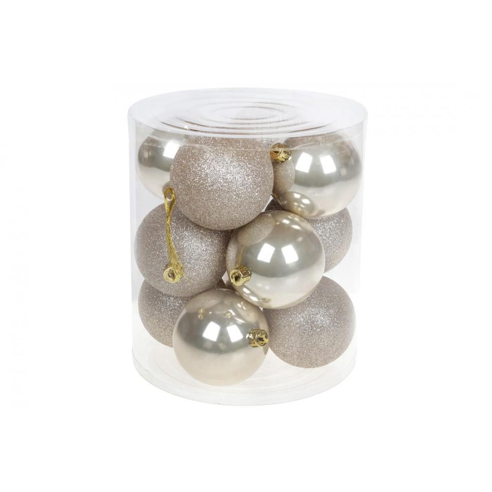 Набор елочных шаров 8 см 12 шт. Шампань (147-339)