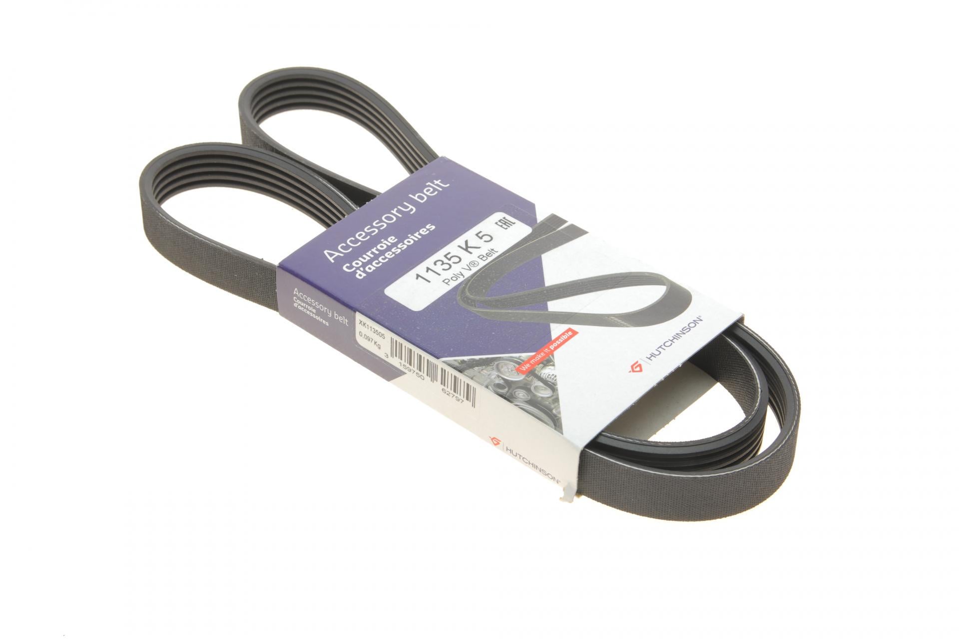 Ремінь генератора HUTCHINSON Renault Kangoo 1.5 dCi 5PK1135 (1135_K_5)
