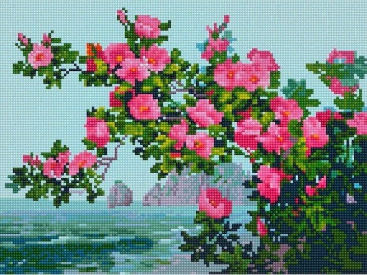 Алмазна мозаїка Rainbow Art Квіти на тлі моря 30х40 см (EJ910)