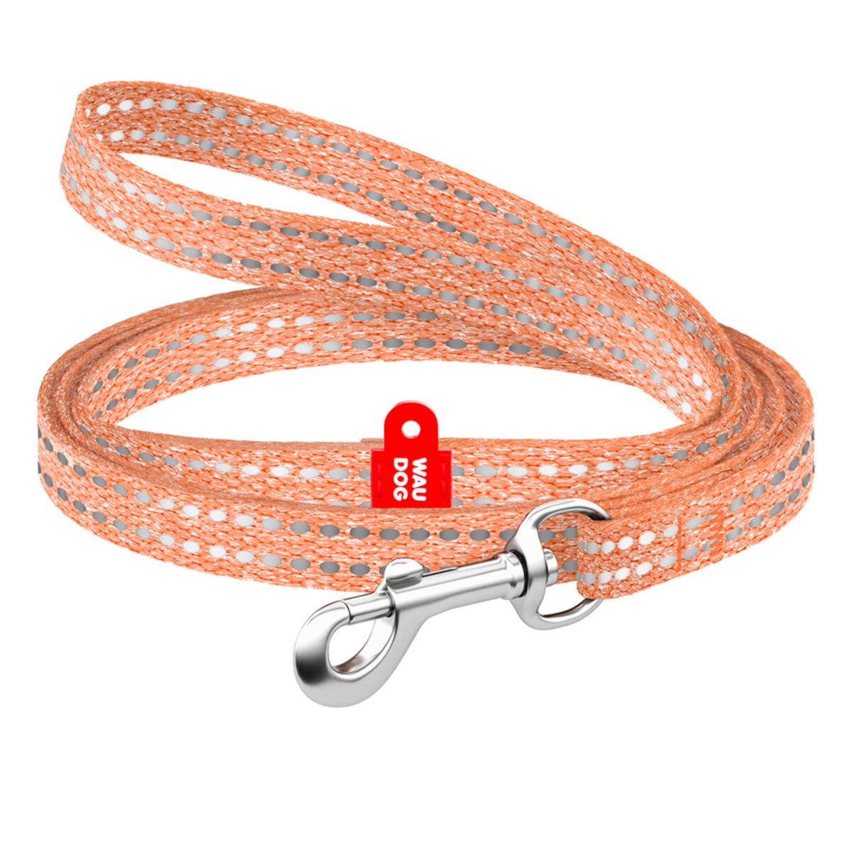 Поводок для кошек/мелких пород собак Waudog Re-cotton светоотражающий XS 10 мм х 200 см Оранжевый (16444 Col)