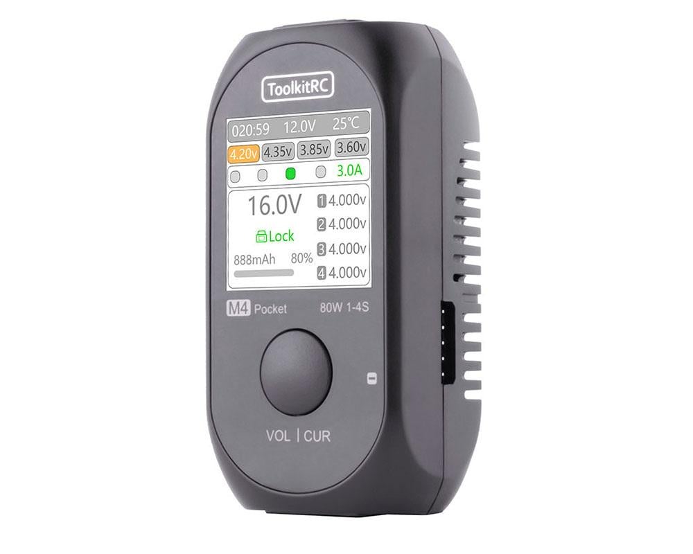 Зарядний пристрій ToolkitRC M4 Pocket 80W 5A USB-C/XT30/XT60 для АКБ 1–4S (00-00027200)