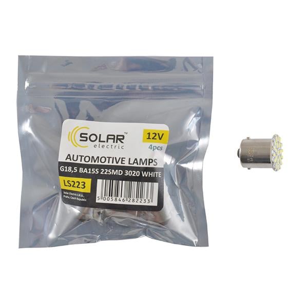 Автолампа LED Solar 12V G18,5 BA15s 22smd 3020 white 4 шт. (LS223_P) Автолампа LED Solar 12V G18,5 BA15s 22smd 3020 white 4 шт. (LS223_P)