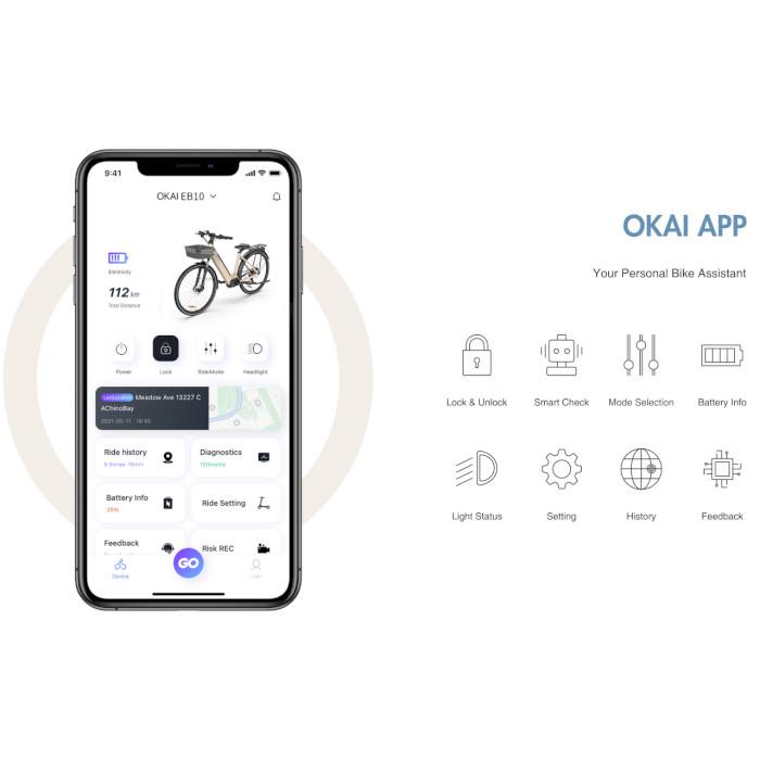 Електровелосипед OKAI EB10 Beige 28" 500W 14,4 Ah 100 км/ 25 км/г NFC App (ca349cc7) - фото 8